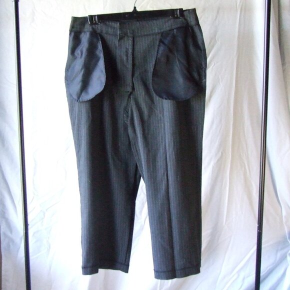 Le Redoute pants pinstripe vintage NWT new old stock grey white plus size 14 - Picture 4 of 11